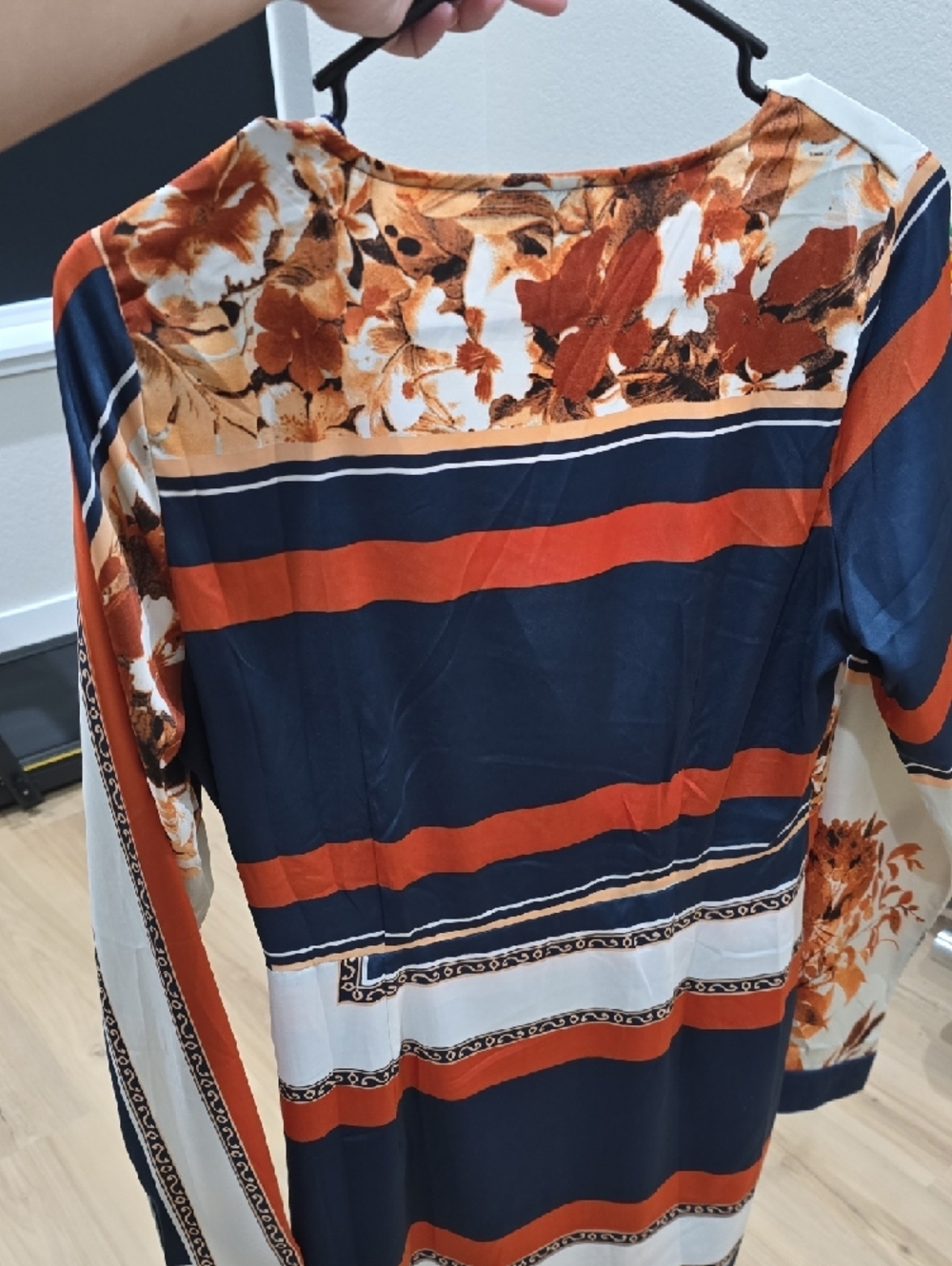Fashion Nova Navy, Orange & White Floral Wrap Dress - Picture 4 of 4
